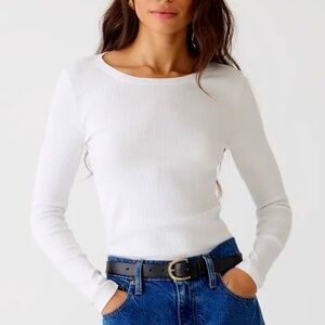 J.Crew Long-sleeve Crew-neck T-shirt in Vintage Rib - White - Large - Classic!